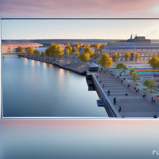 new urbanism wide angle shot waterfront walkway architecture